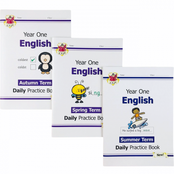  KS1 English Daily Practice Book Bundle: Year 1 - Autumn Term, Spring Term & Summer Term
