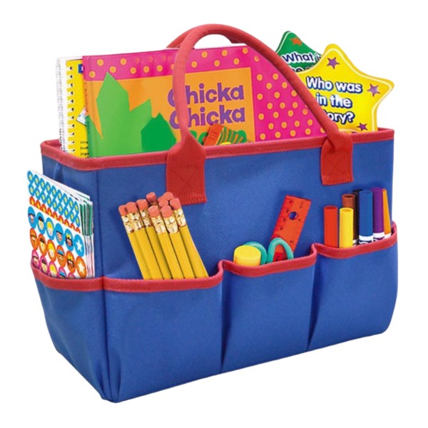 Teacher's Handbag. Portable Storage Organizer. Blue/Red